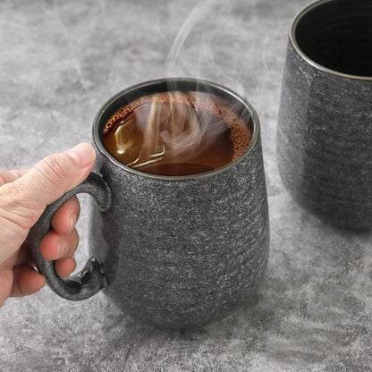 Hasense Ceramic Coffee Mugs Set of 6, Large Coffee Cups 12 oz, Latte Mug with Large Handle for Coffee, Tea, Milk and Hot Cocoa, Easy Hold & Clean, Dishwasher & Microwave Safe, Grey