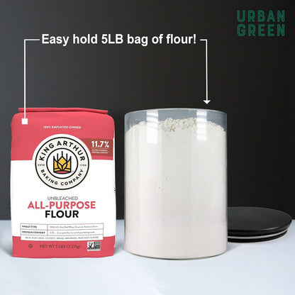 Urban Green Glass Jars with Black Lids, Glass Food Storage Canister with black lids, Pantry Flour Jars, Large Size Food Storage Containers set (2 Sets of 100oz)