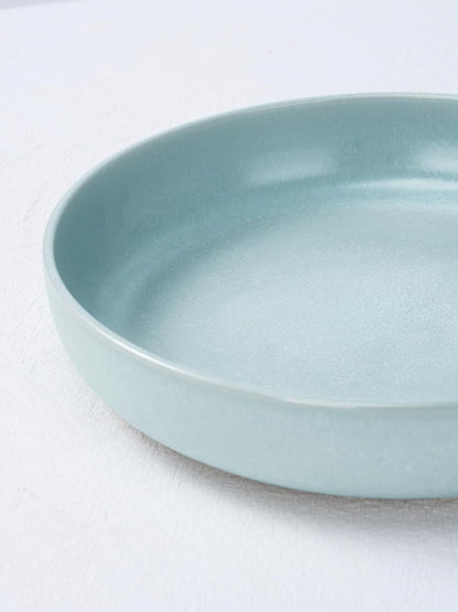 famiware Milkyway Pasta Bowls Set of 4, 8.5" Large Salad Bowls, Double Reactive Glaze, Sturdy & Stackable, Ideal for Housewarming, Festivals, Light Blue