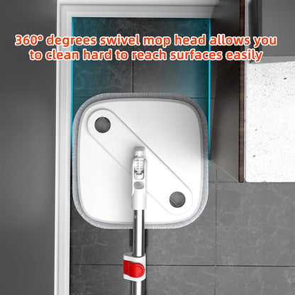 KZKR Spin Mop and Bucket Set with Self Separation Dirty and Clean Water System, Self Wringing 360° Rotating Square Mop Head for Home Floors Cleaning (1.0 Mop and Bucket Set (8 Pads))