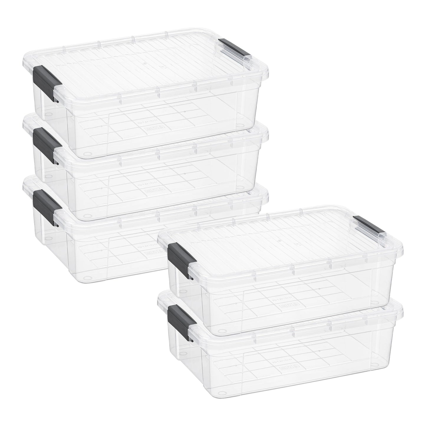 Superio Clear Storage Boxes with Lids, 13.7 Quart Plastic Container Bins for Organizing, Stackable