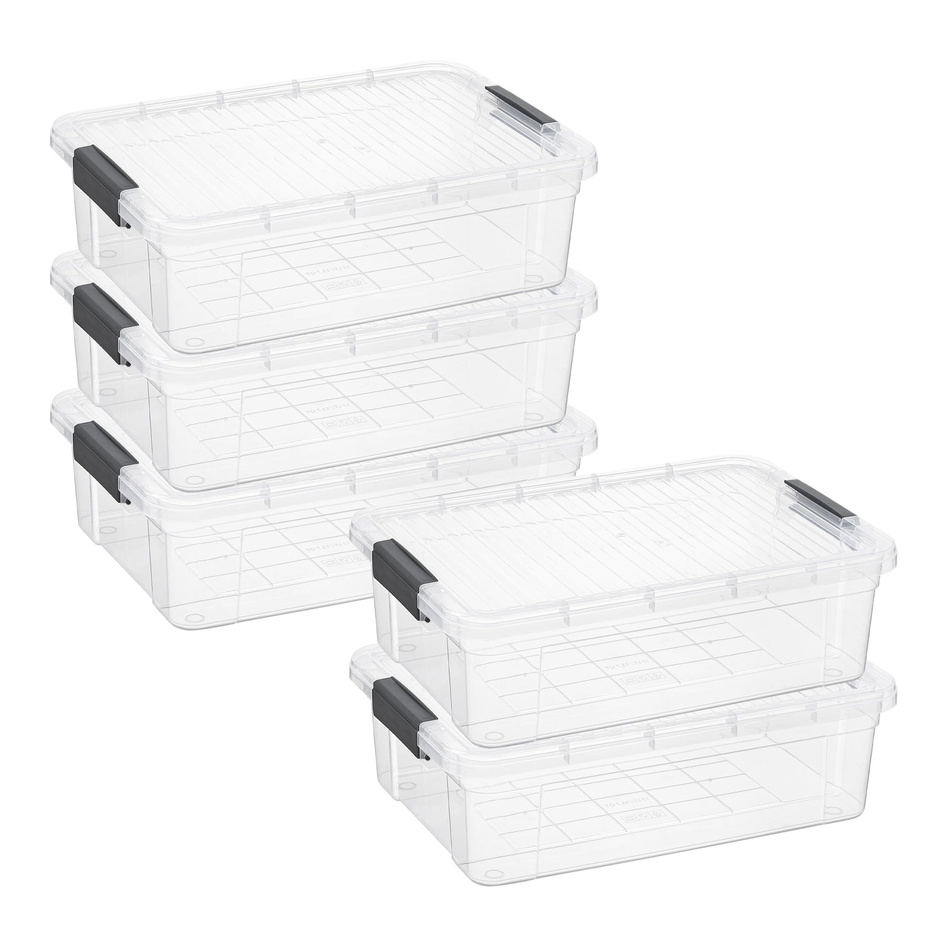 Superio Clear Storage Boxes with Lids, 13.7 Quart Plastic Container Bins for Organizing, Stackable