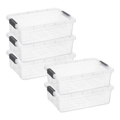 Superio Clear Storage Boxes with Lids, 13.7 Quart Plastic Container Bins for Organizing, Stackable