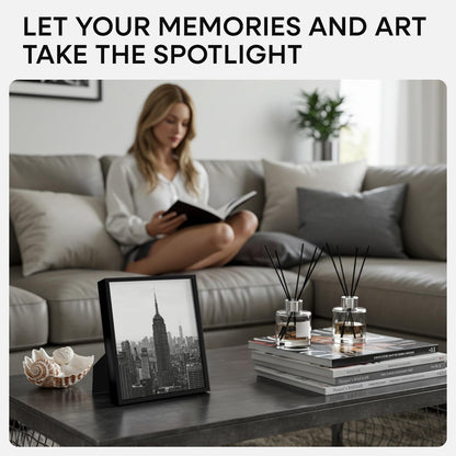 Homeforia Black Picture Frames 8x10, High End Metal 8 x 10 Photo Frame with Mat 5 by 7 Art, 10x8 Black Frame Matted to 5x7 inch Print, 8by10 Wall or Tabletop Frames, Tempered Glass, Wall Kit, Set of 1