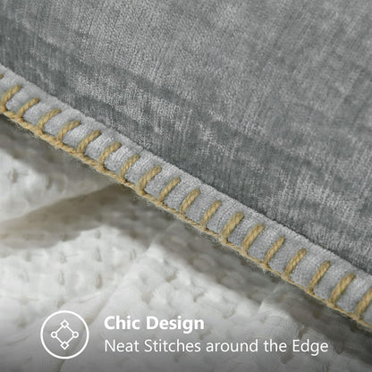 decorUhome Chenille Soft Throw Pillow Covers 18x18 Set of 2, Farmhouse Velvet Neutral Decorative Euro Pillow Covers with Stitched Edge for Couch Sofa Bed Home Decor, Neutral Gray