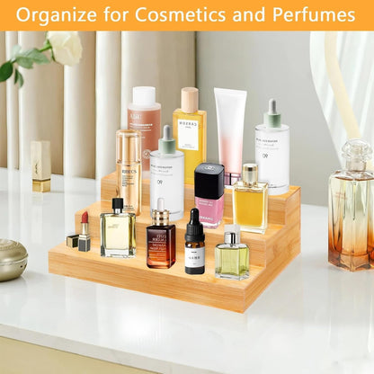 Spice Rack Organizer for Cabinet - Bamboo Spice Shelf, 3 Tier Seasoning Organizer for Countertop, Kitchen, Pantry 2 Pack