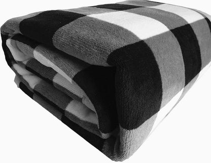 UKELER Buffalo Check Sherpa Throw 80'' x 60''- Soft Plush Flannel Blanket Throws for Bed/Couch/Sofa/Office/Camping