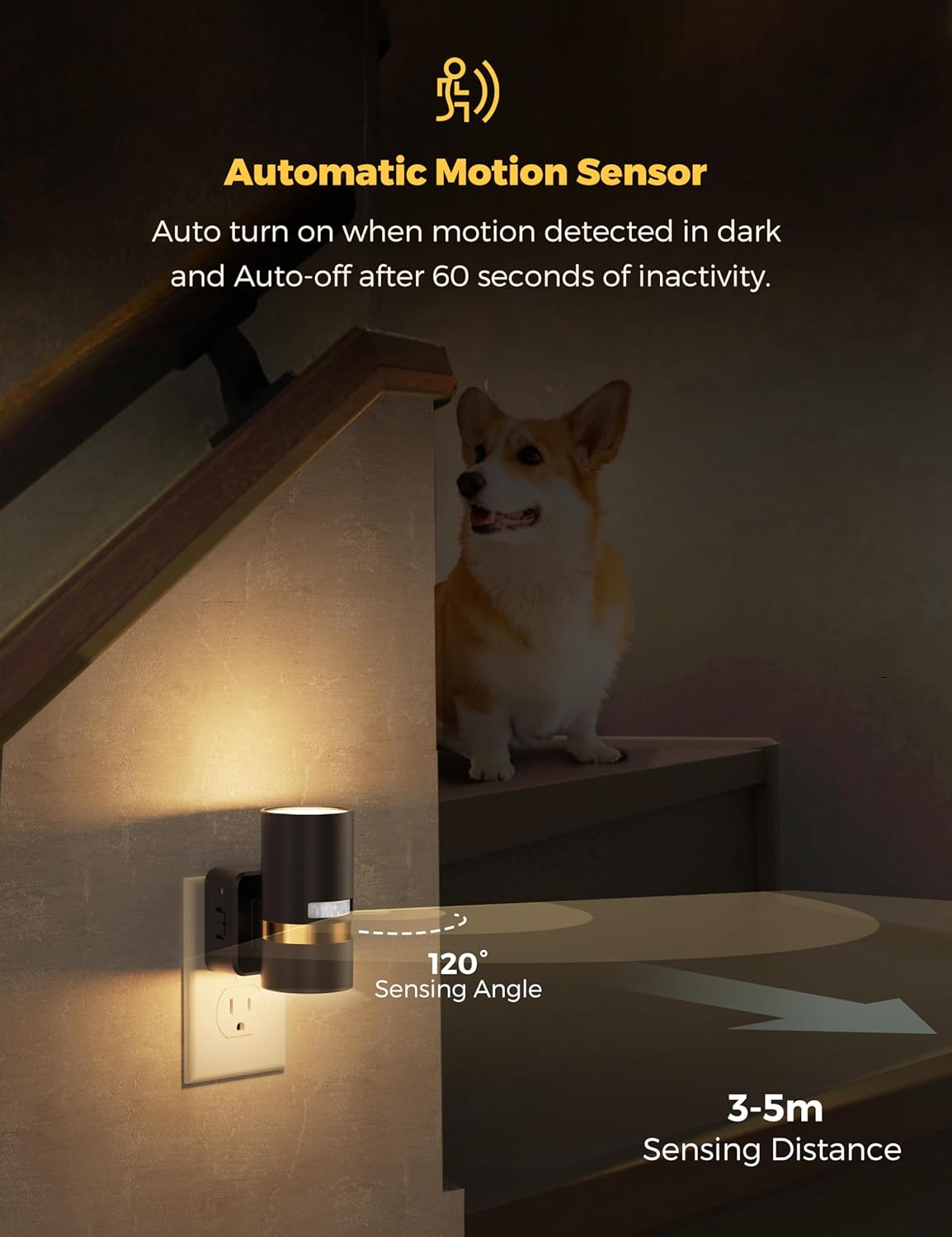 L LOHAS LED Motion Sensor Night Light Plug in, Night Lights Plug into Wall with Adjustable Brightness, 3000K Warm White, 1W Energy-Saving Nightlight for Bathroom Bedroom Kitchen Hallway, 2 Pack