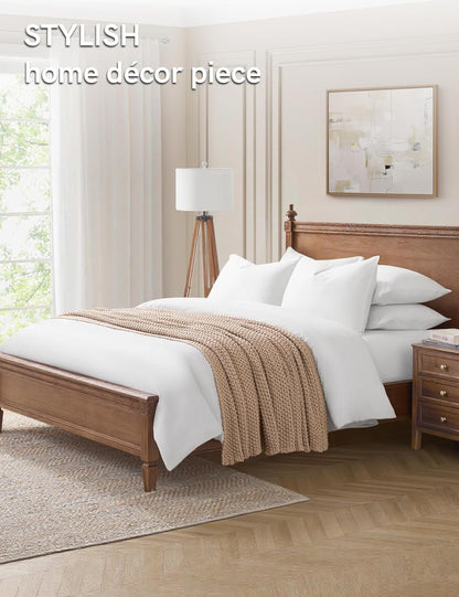 YnM Chunky Cotton Knit Throw Blanket, Cable Knit Throws for Bed Couch Sofa, Comfy & Relaxing, Decorative Piece for Farmhouse Modern Boho Rustic Scandinavian Chic Vibe, Beige 60x80 Inches