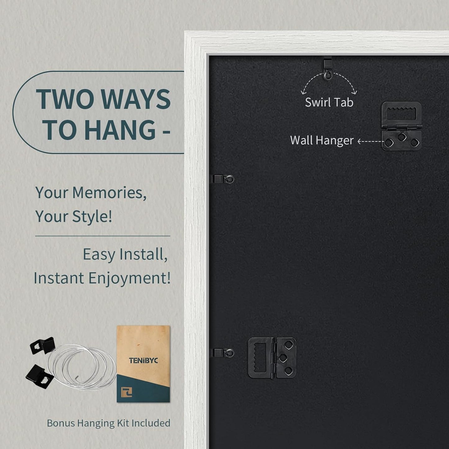 24x36 Poster Frame 3 Pack - White Woodgrain, Solid Wood Picture Frame, Wall Gallery Frame - Wall Hanging