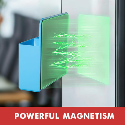 BEYGORM 2 Pack Plastics Magnetic Pen Holder for Refrigerator, Dry Erase Marker Holder for Whiteboard，Magnet School Locker Organizer Accessories, Pencil Cup, Pen Caddy, Classroom Organization(Blue)