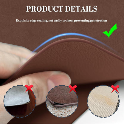 Faux Leather Placemats, Set of 4, 12''×17' Textures on Both Sides, Heat-Resistant, Waterproof and Oil-Proof, Reversible Place Mats for Kitchen, Dining Table, Outdoor - Brown