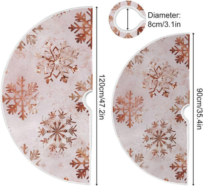 Christmas Tree Skirt, 48 Inch Rose Gold Snowflakes Pattern Xmas Tree Skirt for Christmas New Year Party Decorations Christmas Tree Mat