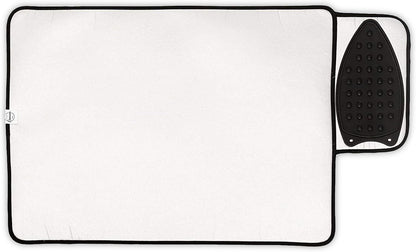 Encasa Homes Ironing Mat/Pad - Metallic Silver (Small 28"x20") with 5mm Foam Padding & Silicone Iron Rest for Steam Pressing on Tabletop or Bed - Heat Reflective, Portable, Quilting