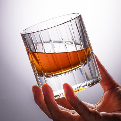 KAMMAK Crystal Whiskey Glasses Set of 2, Handcrafted 6.43oz Old Fashioned Glasses Stemless, Luxury Hand Blown Cocktail Glasses, Scotch Cup for Women, Men Gift for Bourbon Barware, Home Bar