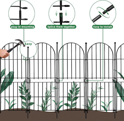 Decorative Garden Fence 31in (H) x10ft (L), 10 Pack No Dig Fence Animal Barrier for Dog, Arched Flower Bed Edging, Wire Border Panel Fencing for Yard Patio Outdoor Decor