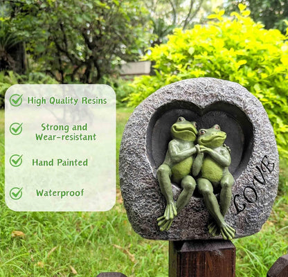 Artisan Flair Lover Frog Statues for Garden - Resin Frogs Couple Figurines Romantic - Yard Animal Decor Frog Stuff Outdoor Lawn Ornament, Green, 7.09 X 4.33 X 7.09 Inches, AF15813