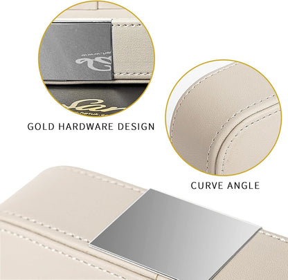 SANZIE Luxury Leather Desktop Storage Small Catchall Organizer Decorative Tray for Entryway Table to Hold Jewelry Watch Cosmetics Keys Phone Wallet, Home & Office Accessories (Metal Silvered, Grey)