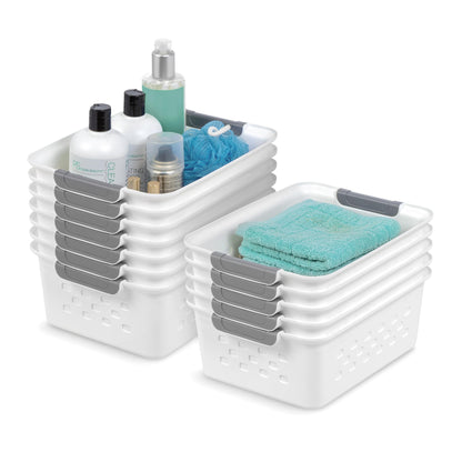 IRIS USA 12-Pack, Small Plastic Storage Basket, White