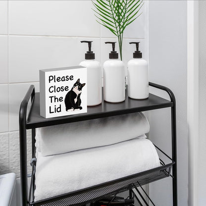 Funny Bathroom Decor, Funny Bathroom Wall Art, Black and White Bathroom Decor, Boho Bathroom Decor, Bathroom Decor for Shelves, Wooden Box Decor Sign for Home Farmhouse Living Room Table Shelf