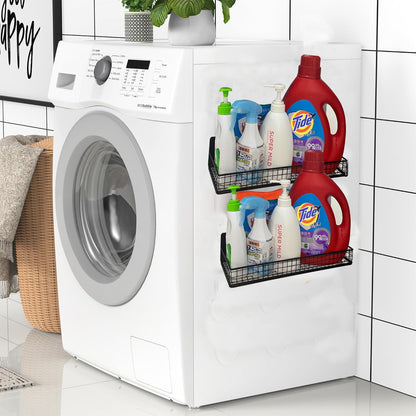 Bruda 2 Pack Large Magnetic Shelves Spice Rack Organizer for Washing Machine, Fridge, Refrigerator, Oven, Coffee Maker, Metal Peg Board 009