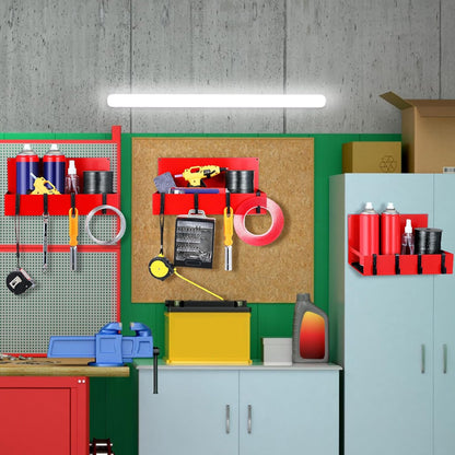 3 Pack Magnetic Garage Organizer Spice Rack for Refrigerator - 20 lb Capacity Shelf Hanging Heavy Duty Fridge Side for Organize Garage Tools, Red