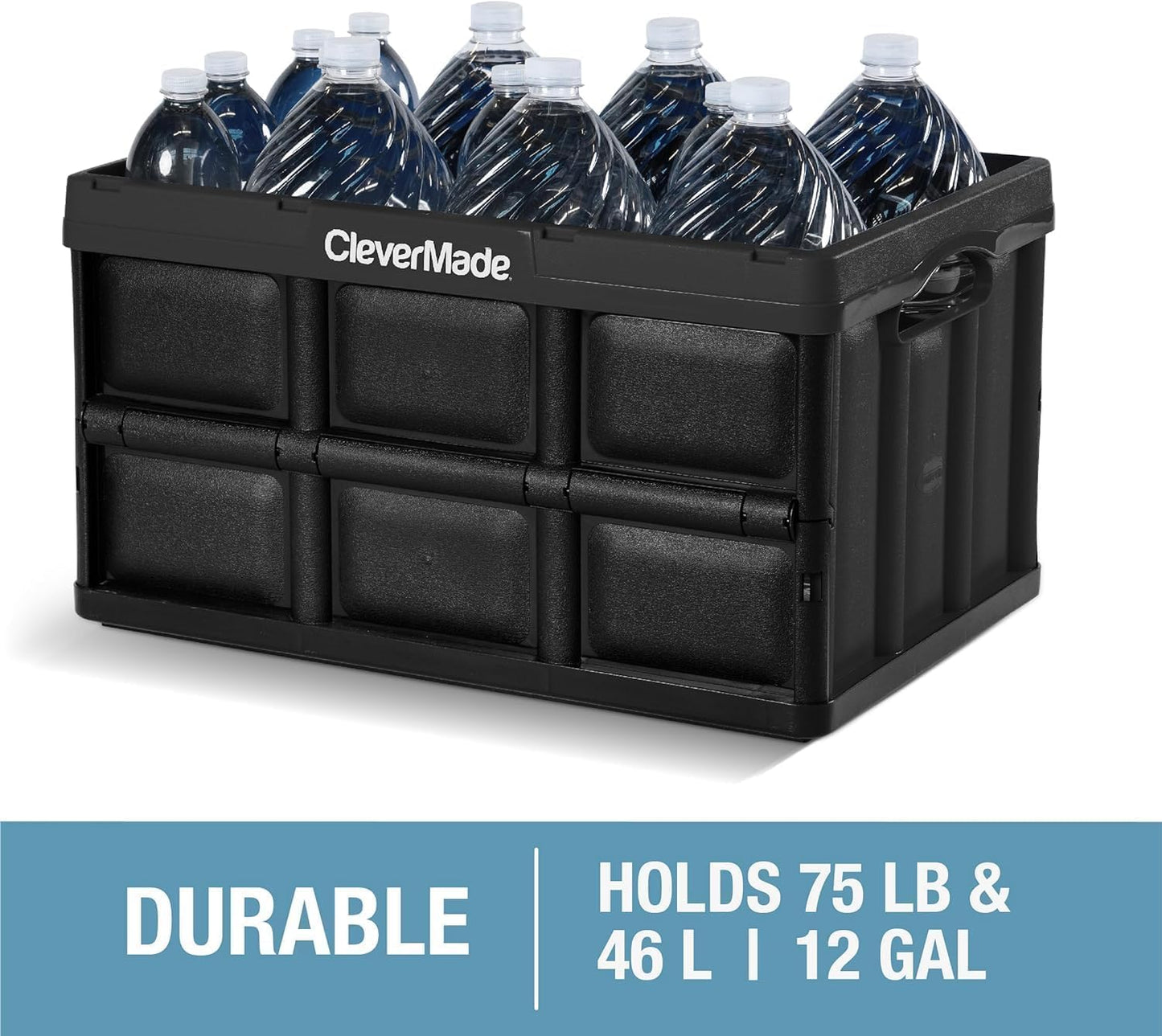 CleverMade Collapsible Storage Bins, 46L, 3 Pack Foldable Storage, Ocean