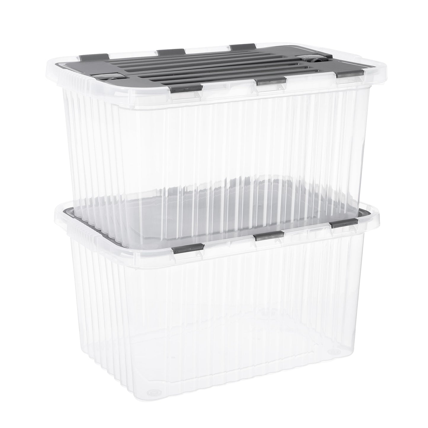 Superio Storage Bins with Lids, Clear Plastic Containers for Organizing, Stackable Totes, BPA Free