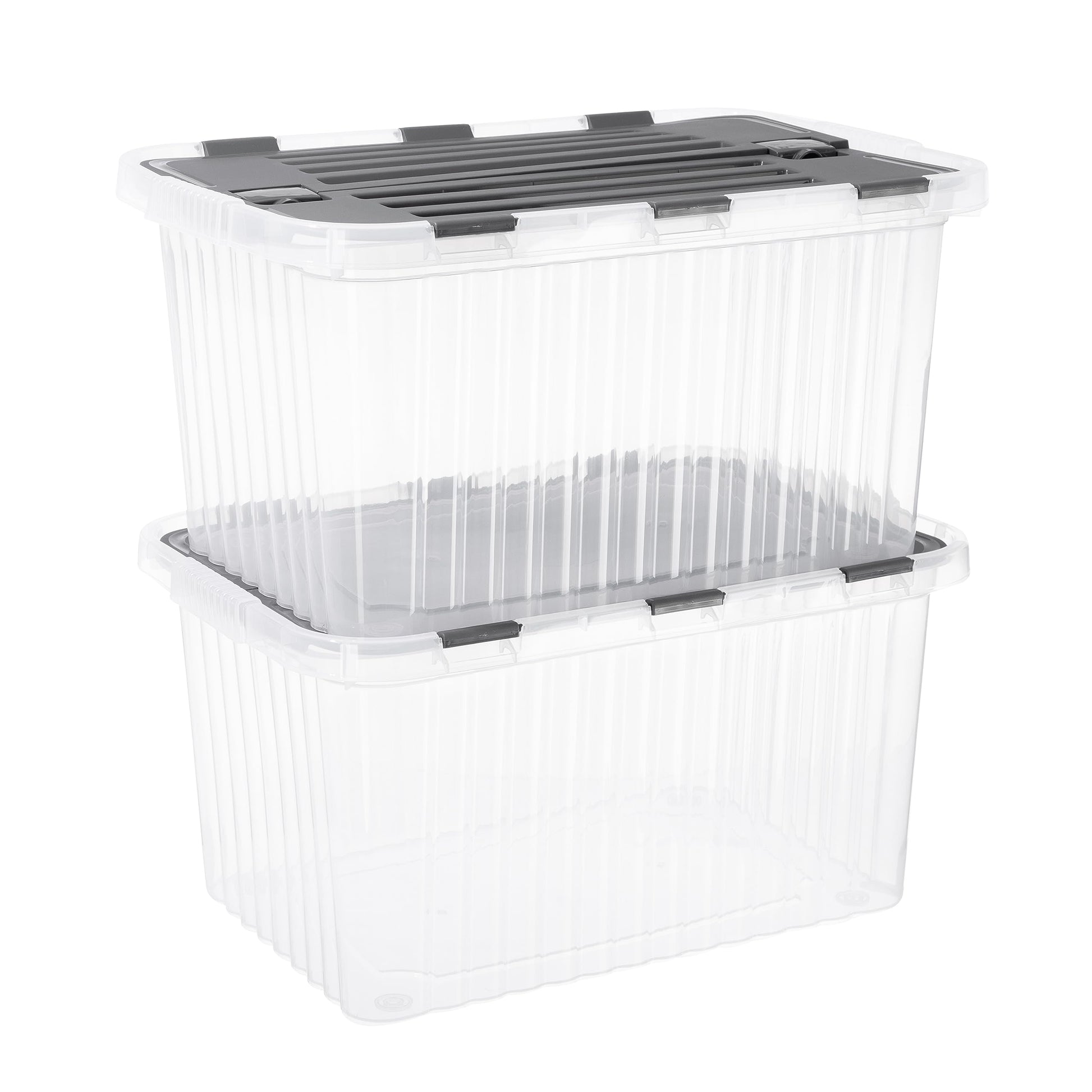 Superio Storage Bins with Lids, Clear Plastic Containers for Organizing, Stackable Totes, BPA Free