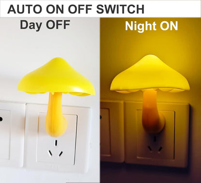 AUSAYE 3 Pack Sensor LED Mushroom Night Light Plug in Lamp Cute Night Lights for Adults Kids NightLight Bedroom,Bathroom,Toilet,Hallway,Stairs,Kitchen,Basement Warm Yellow