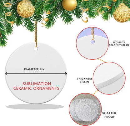 50 PCS Ceramic Sublimation Ornament Blanks Bulk 3 Inch White Round Crafts DIY Personalized Printed Christmas Home Porcelain Paintable Decorate