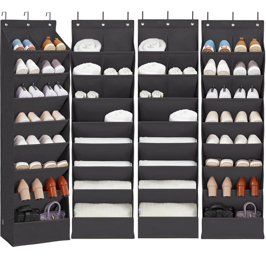 4 Pack Shoe Organizer with 6 Extra Large Pockets and 4 Large Pocket, Over the Door Sturdy Closet
