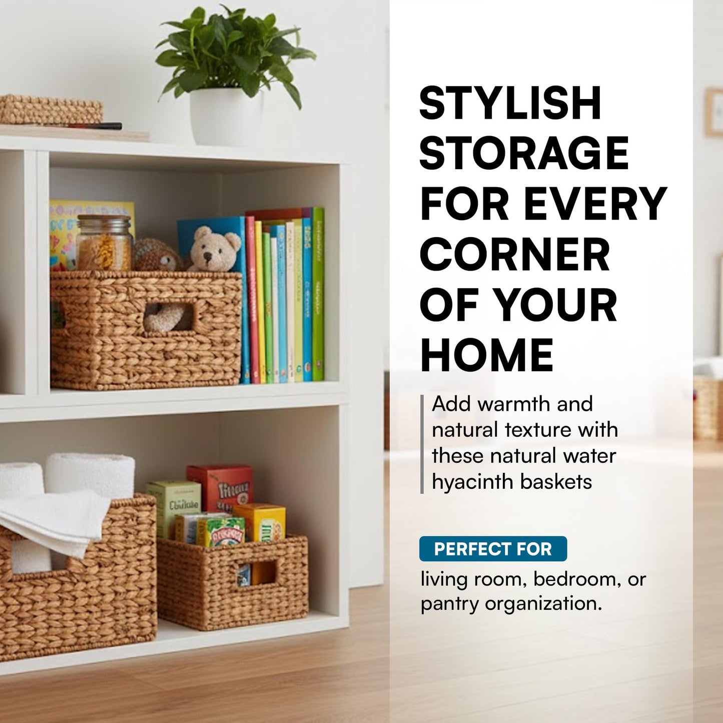 Honey-Can-Do Banana Leaf Storage Baskets –Water Hyacinth Woven Basket, Decorative Baskets for