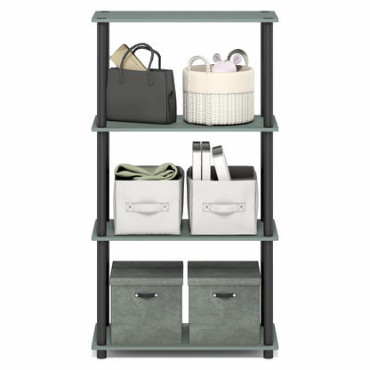Furinno Turn-N-Tube Storage Shelves, 4-Tier Book Shelf, Corner Shelf, Toolless Open Shelves, for