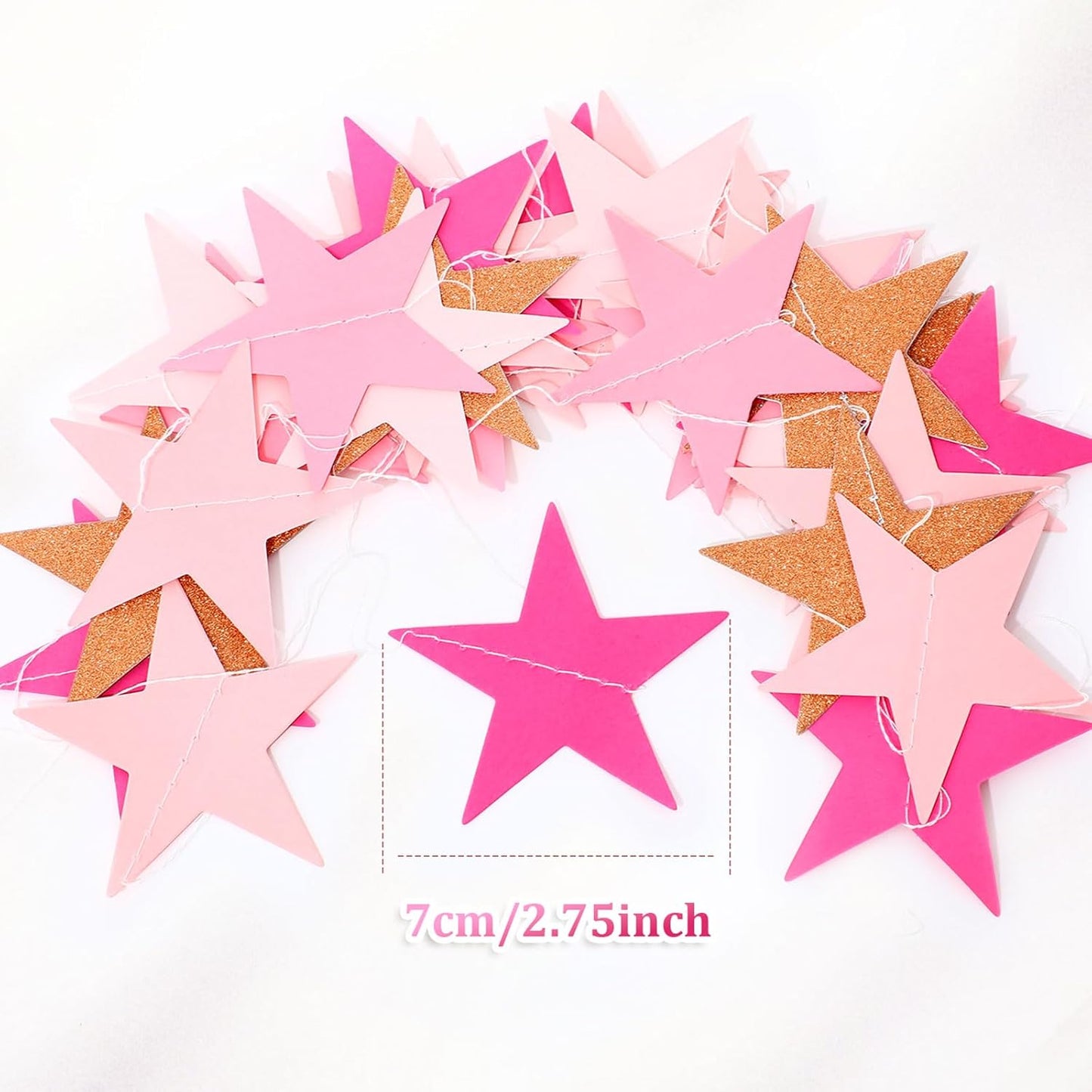 Patelai Glitter Star Garland Banner Decor 130 Feet Star Hanging Bunting Banner Twinkle Backdrop for Homecoming Classroom Wedding Birthday Halloween Christmas Party Supplies(Pink,Purple)