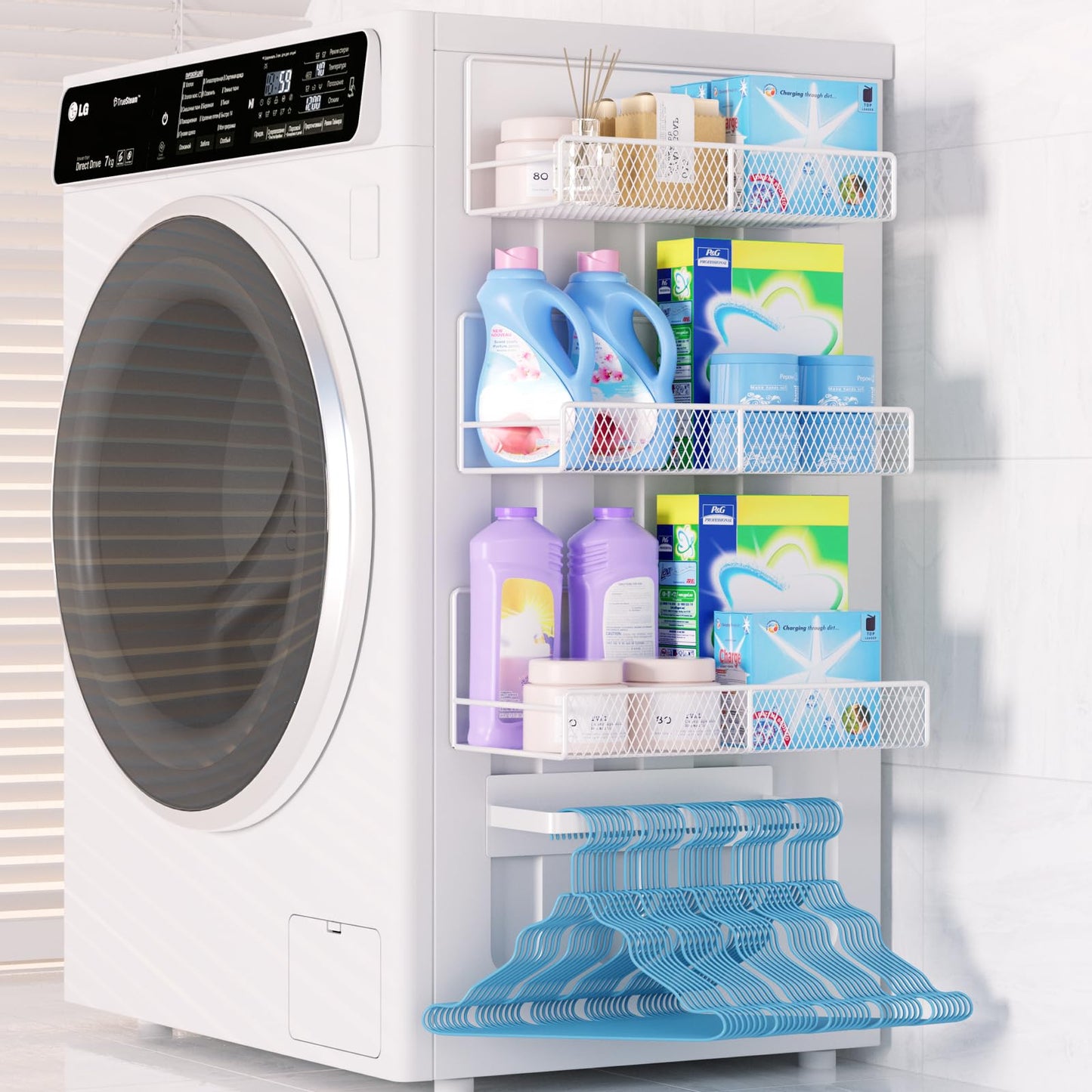 DTUQYX Magnetic Shelf for Washing Machine 4-Pack: Widen Magnetic Laundry Organizer (5"-6") with