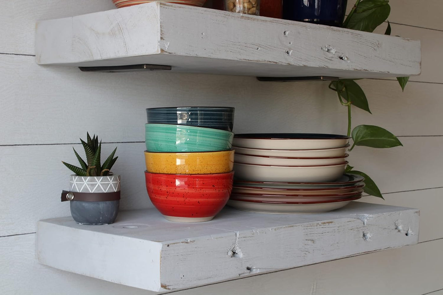 Urban Legacy Reclaimed Barn Joist Deep Floating Shelves | Deep Shelves with Low Profile Shelf Bracket with High Weight Capacity, Set of 2 (36" x 11" x 2.5", Rustic Gray)