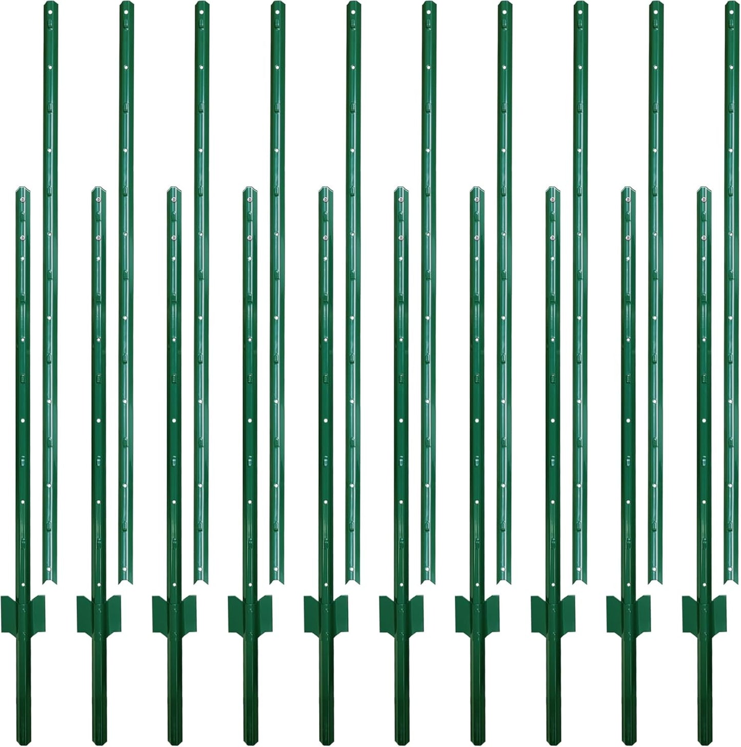 ARIFARO Sturdy Duty Metal Fence Posts 7 Feet assemblable,Pack of 10, No Digging Garden U Post for Wire Fencing Steel Poles for Yard, Outdoor