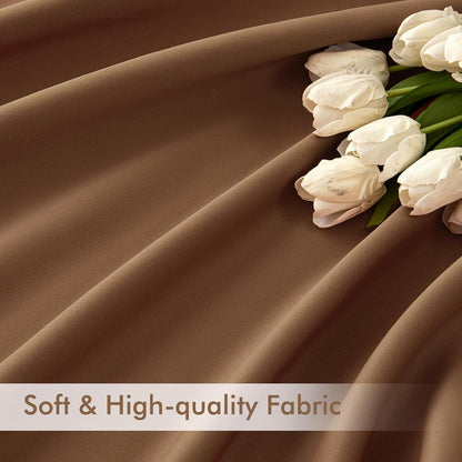 MIULEE Back Tab Blackout Curtains 108 Inch Long 2 Panels Set for Living Room Bedroom, Rod Pocket/Pinch Pleated Extra Long Thermal Insulated Room Darkening Light Blocking Drapes, Cappuccino Brown