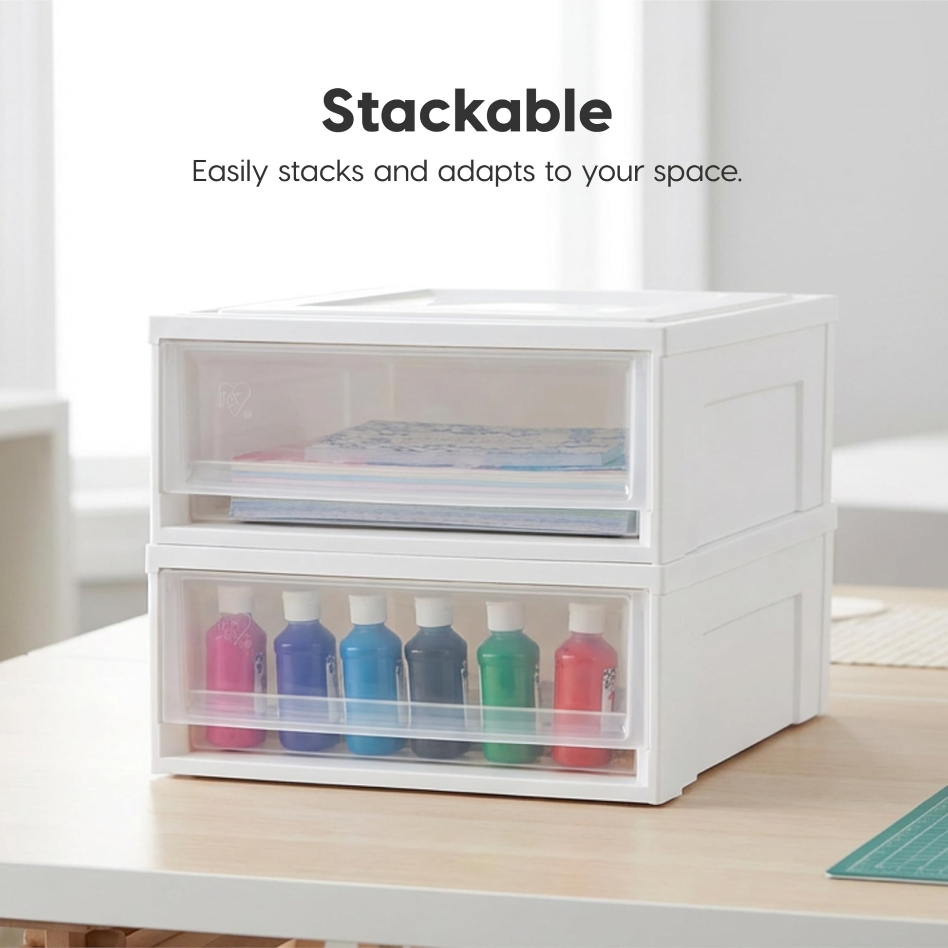 IRIS USA 4-Pack, 22 Qt. Under Bed Storage Drawer Organizer, White