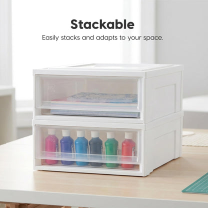 IRIS USA 4-Pack, 22 Qt. Under Bed Storage Drawer Organizer, White