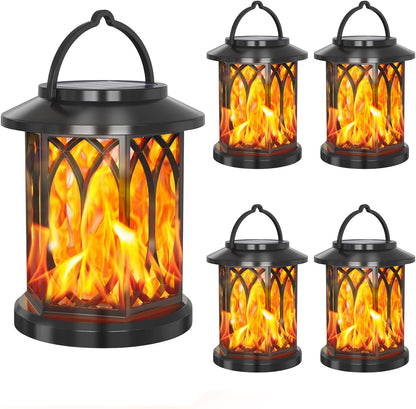 Solar Hanging Lanterns Outdoor, Flickering Flames Outdoor Solar Lights Hanging Lanterns Waterproof Decoration Lighting for Table, Garden, Patio, Tree (4 Pack)