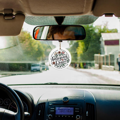 Christian Ornaments, Amazing Grace Scripture Wildflower Floral Ceramic Ornament Keepsake Decorations, Christian Gifts for Women Teen Girls