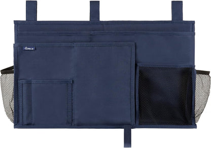 Surblue Caddy Hanging Organizer Bedside Storage Bag for Bunk and Hospital Beds, Blue, L
