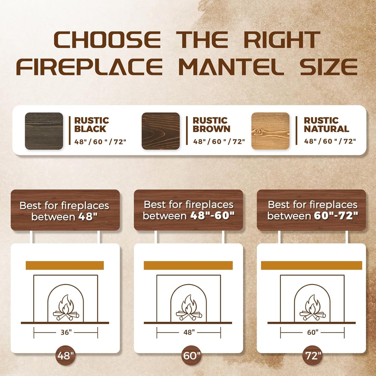 60x8x3 Fireplace Mantel - Solid Rustic Wood - Wall Mounted Floating Shelf with Invisible Heavy Duty Steel Bracket (Weathered Black)