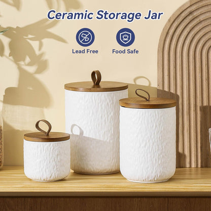 Kitchen Canisters for Countertop, Ceramic Coffee Canisters with Airtight Lids Food Storage Jars Sugar Container for Kitchen Counter Tea, Coffee Beans, Spice (#001White-9oz/260ml)