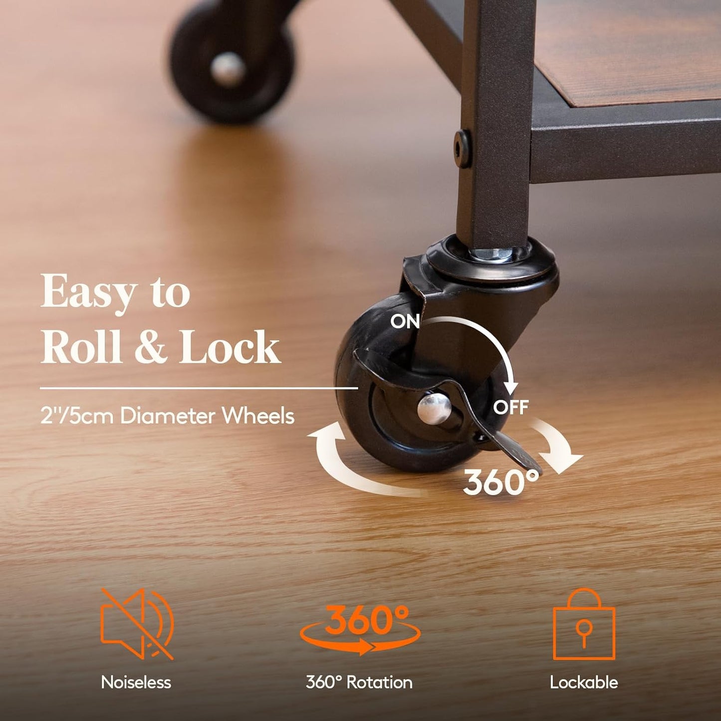 Lifewit Bar Cart for The Home, 3 Tier Drink Cart with Lockable Wheels, 12 Wine Rack and 3 Rows Glass Holders, Liquor Serving Cart for Kitchen Dining Livingroom, 31.6" x 13.1" x 33.9", Rustic Brown