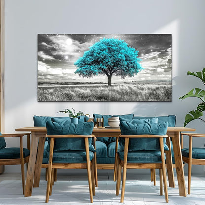 KELIYUAN Large Canvas Wall Art For Living Room Wall Decor For Bedroom Corridor Blue Tree Natural Scenery Full Of Stars Black And White Modern Printing Dining Room Kitchen Home Decoration 30 "X 60"