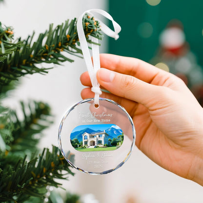 House Warming Gifts New Home Ornament Personalized First Home Christmas Ornaments 2025, New Home Gift Ideas, Housewarming Gift Ideas for Women, Custom Photo Christmas Crystal Ornament