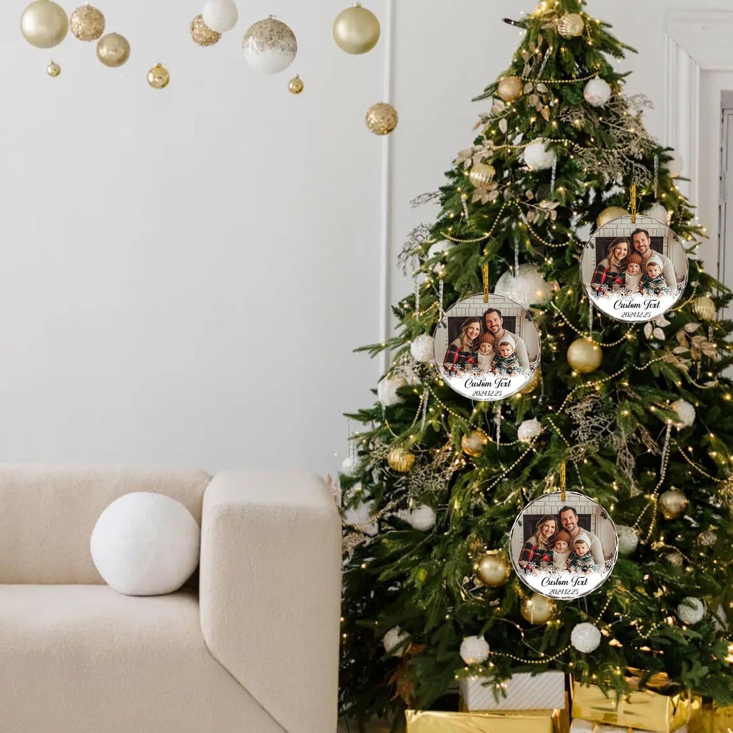 Personalized Photo Text Ornaments, Custom Ornaments for Family Couple Friend Children, Personalized Decorative Hanging Glass Decor, Custom Gifts for Person/Pet, Festival Birthday Gifts